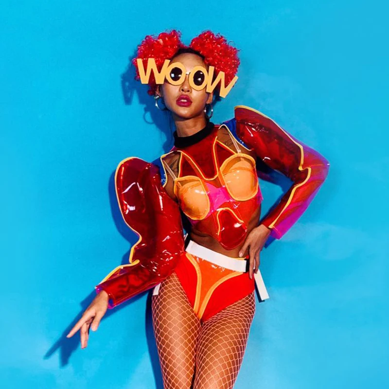 Board Game Yogi - Tenue de Clown Rave transparente rouge,